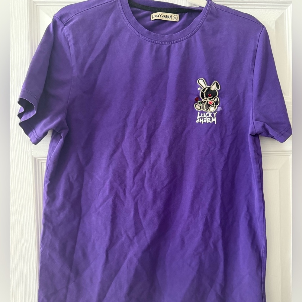 Lucky Brand Purple Tee with Lucky Charm Graphic